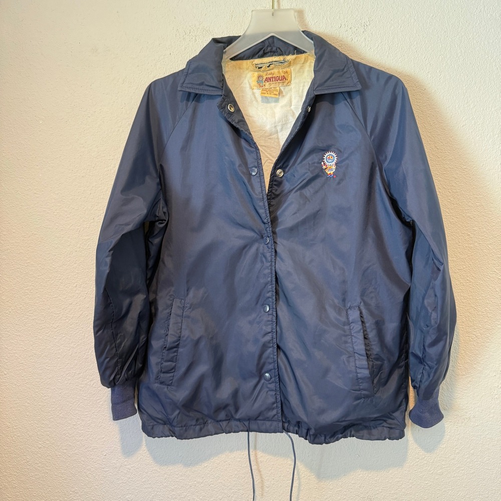 Lady Antigua Scottsdale Vintage Navy Blue Windbreaker Jacket Sun Logo Size 34